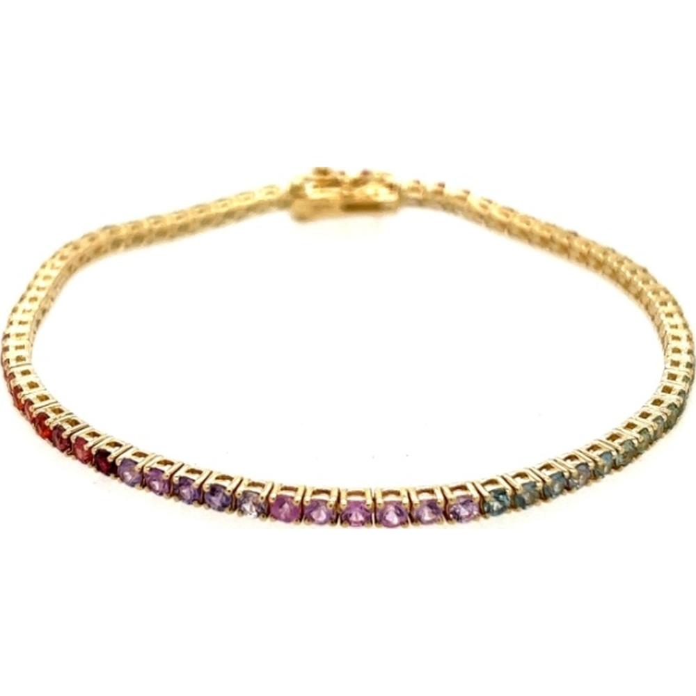 18K Yellow Gold Multi Sapphire Tennis Bracelet by Afarin
