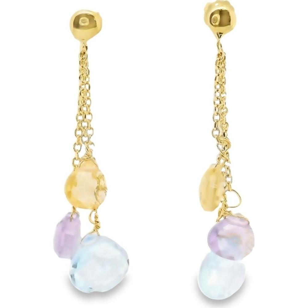 18K Yellow Gold Multi Semi-Precious Drop Earrings by Afarin