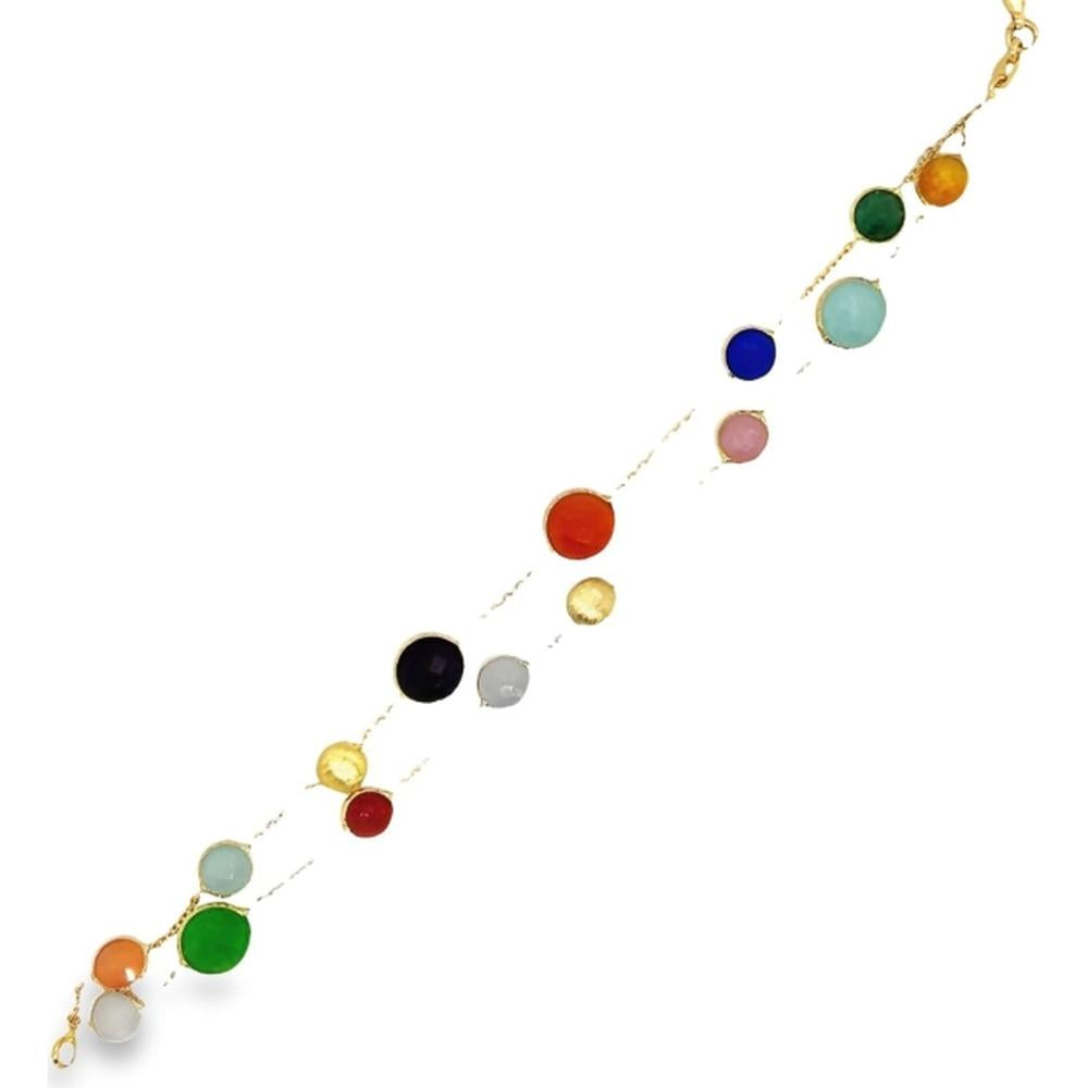 18K Yellow Gold Multi Semi-Precious Round Station Bracelet by Afarin