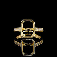 18K Yellow Gold North-South Bezel Set Radiant Cut Lab Diamond Ring with Channel Set Brilliant Diamond Shank - 3.73 Carat Total Weight, E-F Color VS Clarity - Covaloro Fine Jewelry