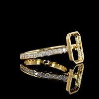 18K Yellow Gold North-South Bezel Set Radiant Cut Lab Diamond Ring with Channel Set Brilliant Diamond Shank - 3.73 Carat Total Weight, E-F Color VS Clarity - Covaloro Fine Jewelry