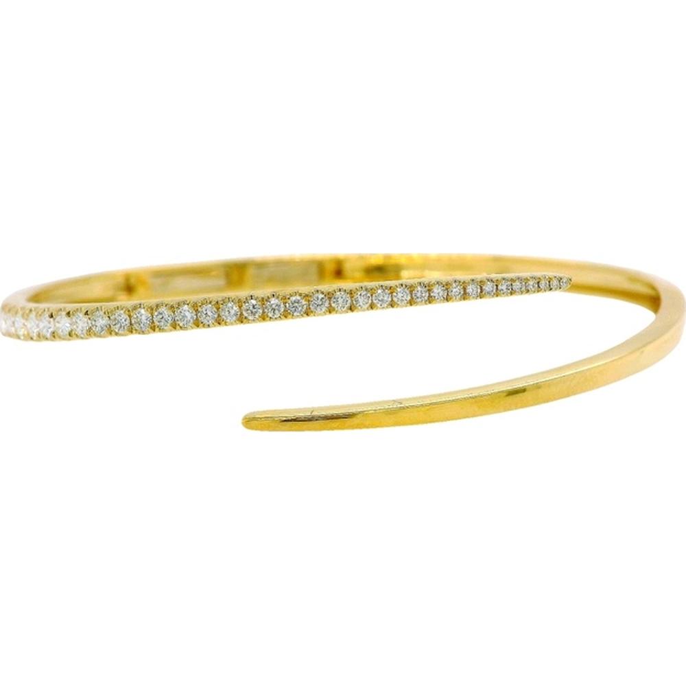18K Yellow Gold Open Bangle Bracelet with Pavé Set Round Diamonds by Afarin
