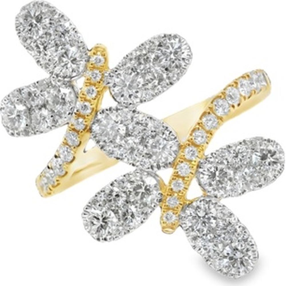 18K Yellow Gold Open Butterfly Ring with Marquise and Round Diamonds by Afarin