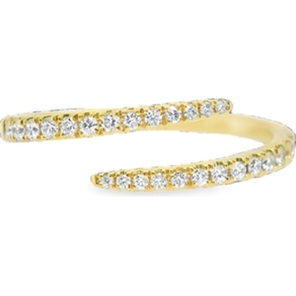 18K Yellow Gold Open Bypass Ring with Round Diamonds by Afarin