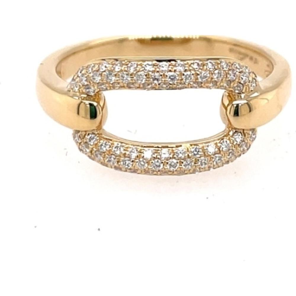 18K Yellow Gold Open Center Ring with Pavé Set Round Diamonds by Afarin