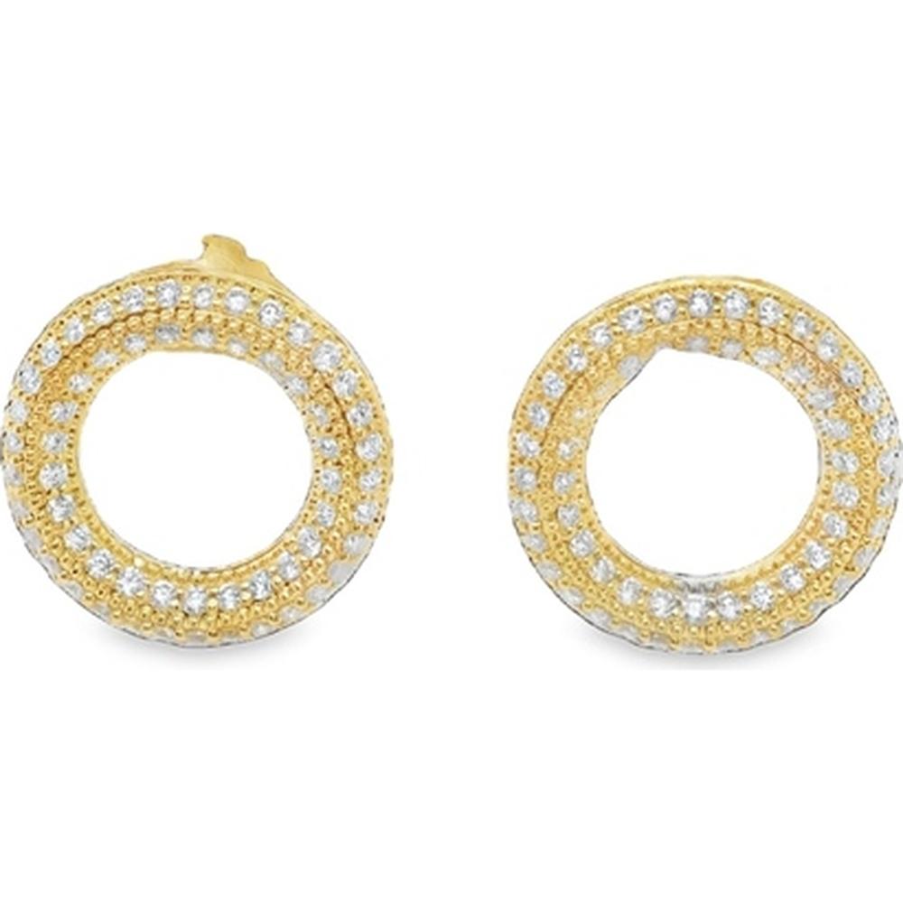 18K Yellow Gold Open Circle Diamond Earrings by Afarin