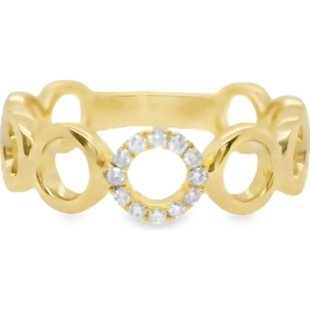 18K Yellow Gold Open Circle Diamond Fashion Ring by Afarin
