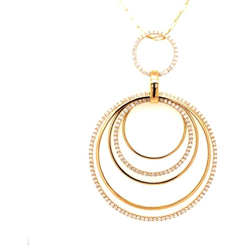 18K Yellow Gold Open Circle Diamond Pendant Necklace by Afarin