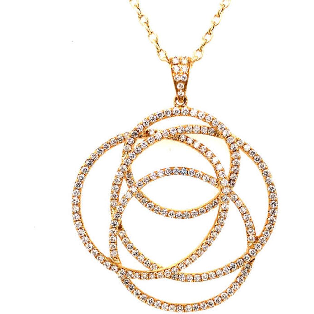 18K Yellow Gold Open Circle Diamond Pendant Necklace by Afarin