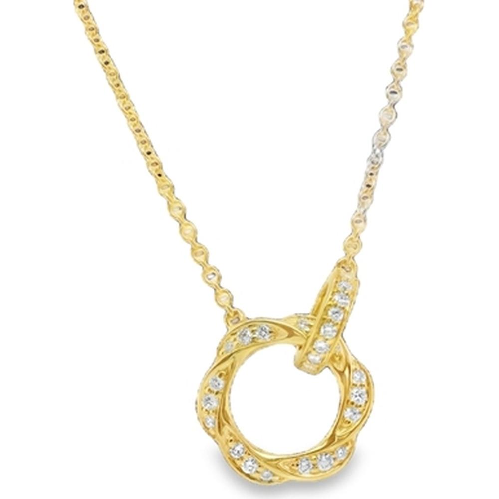 18K Yellow Gold Open Circle Diamond Pendant Necklace by Afarin