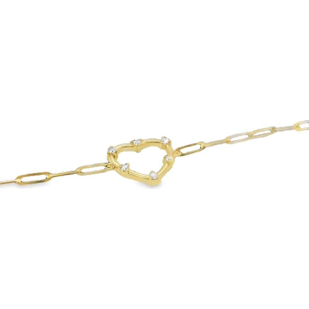 18K Yellow Gold Open Circle Link Bracelet with Diamond Accents by Afarin