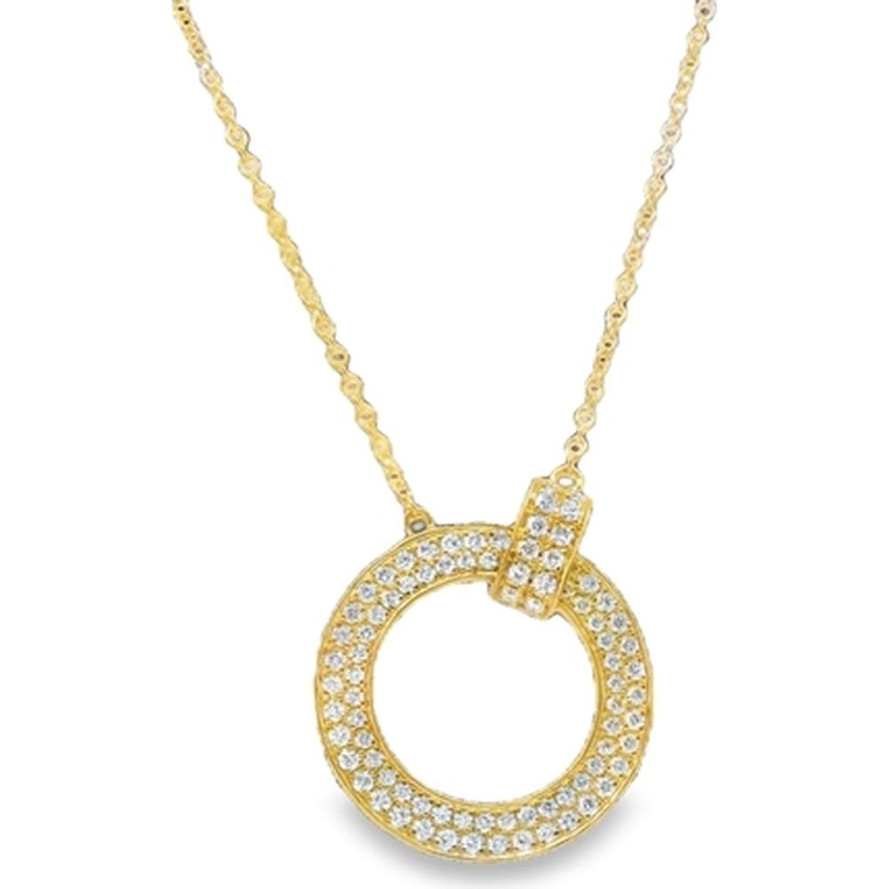 18K Yellow Gold Open Circle Pendant Necklace with Diamond Accents by Afarin