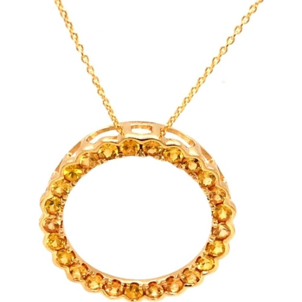 18K Yellow Gold Open Circle Pendant with Round Yellow Sapphires by Afarin