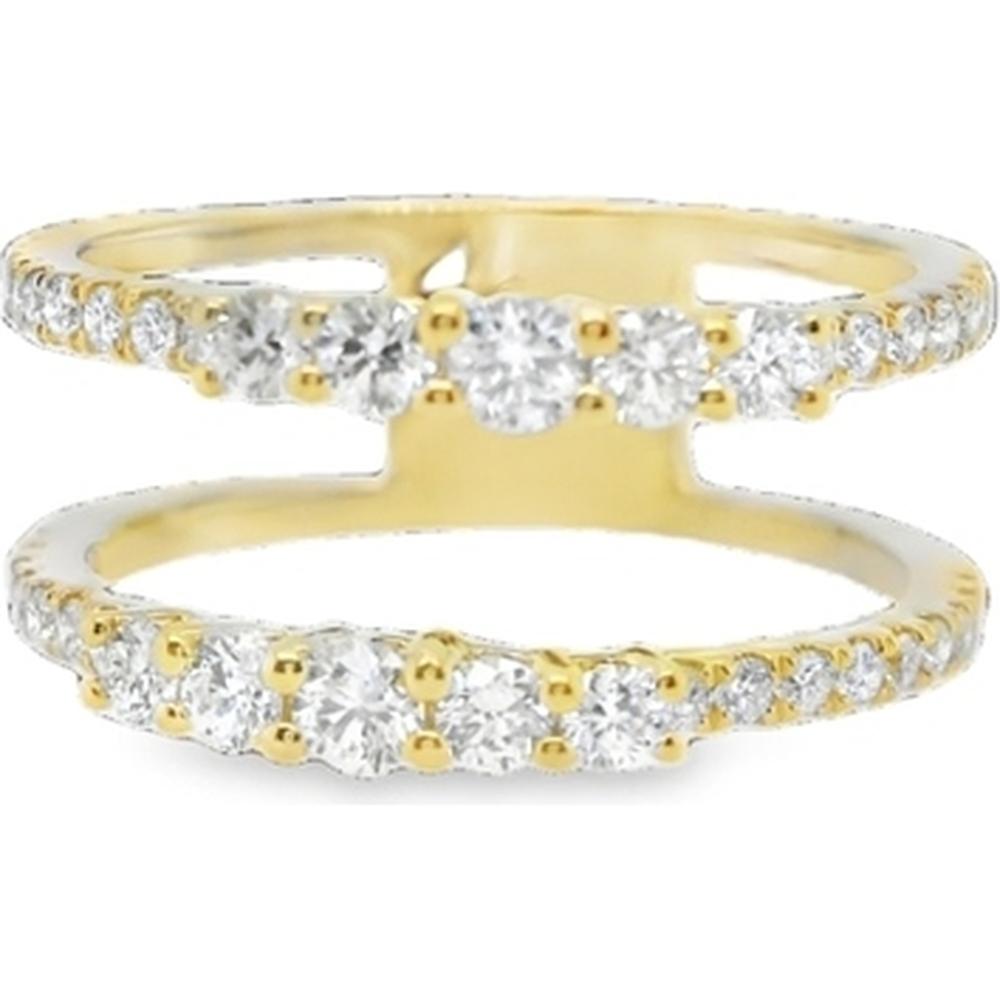 18K Yellow Gold Open Contemporary Ring with Prong-Set Round Diamonds by Afarin