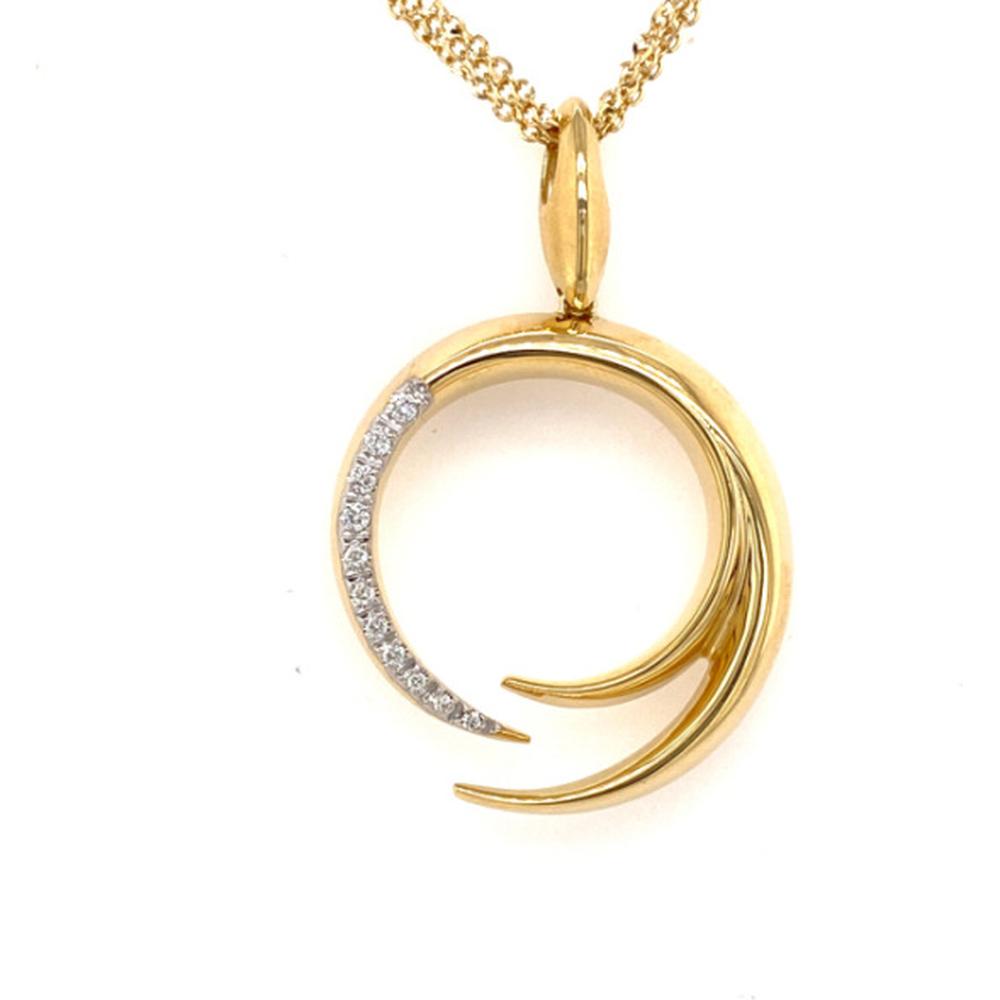 18K Yellow Gold Open Crescent Diamond Pendant Necklace by Afarin
