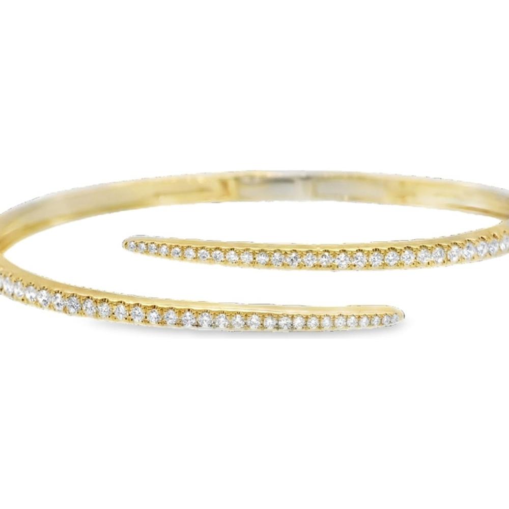 18K Yellow Gold Open Diamond Bangle Bracelet with Round Diamonds by Afarin
