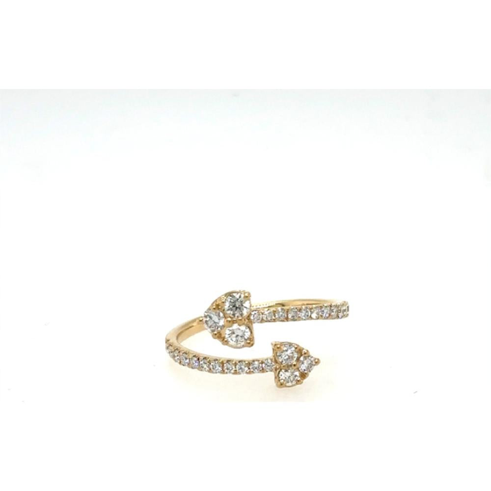 18K Yellow Gold Open Diamond Ring with Pavé Diamond Band and Romantic Diamond Motif Ends by Afarin