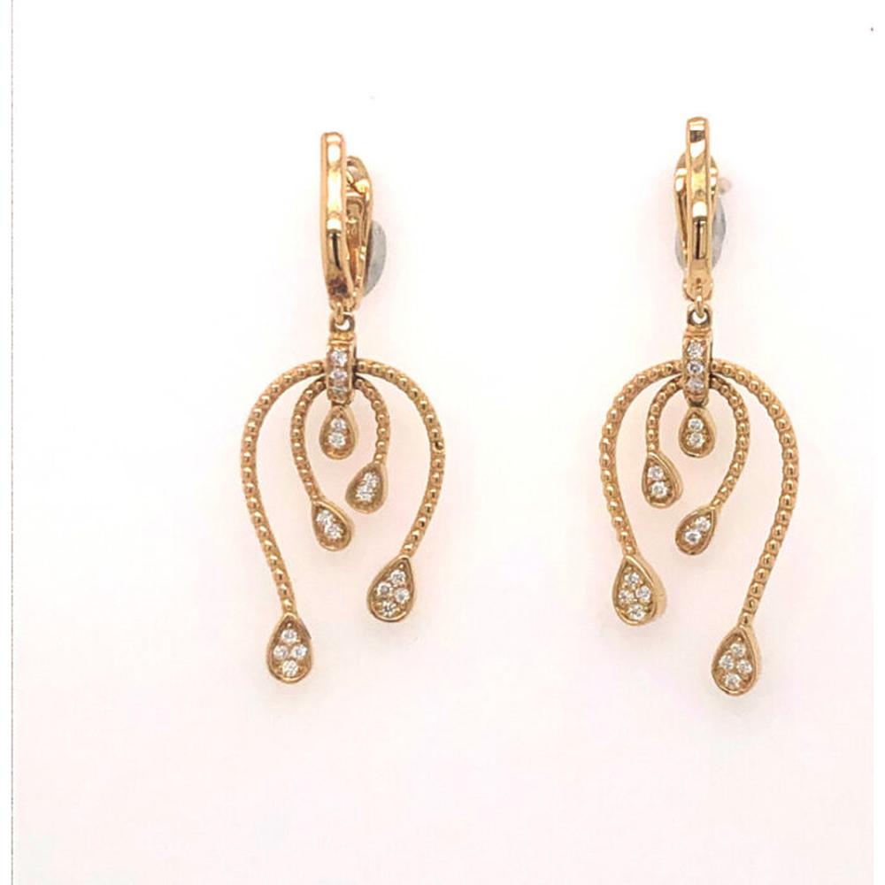 18K Yellow Gold Open Drop Earrings with Diamond Accents by Afarin