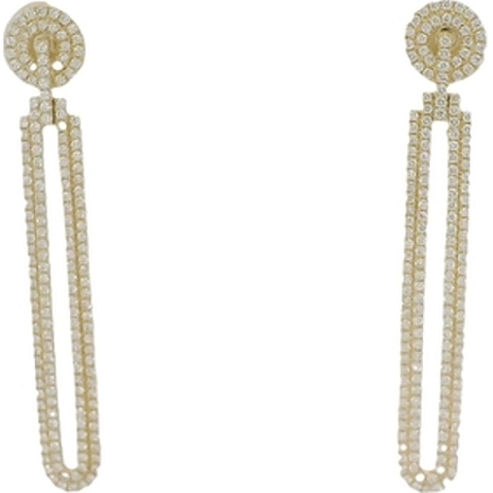 18K Yellow Gold Open Drop Earrings with Round Diamond Tops by Afarin