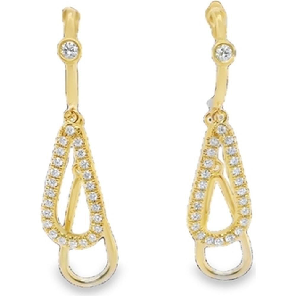 18K Yellow Gold Open Drop Earrings with Round Diamonds by Afarin