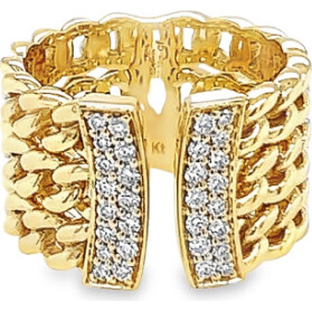 18K Yellow Gold Open Fancy Link Ring with Diamond Accents by Afarin