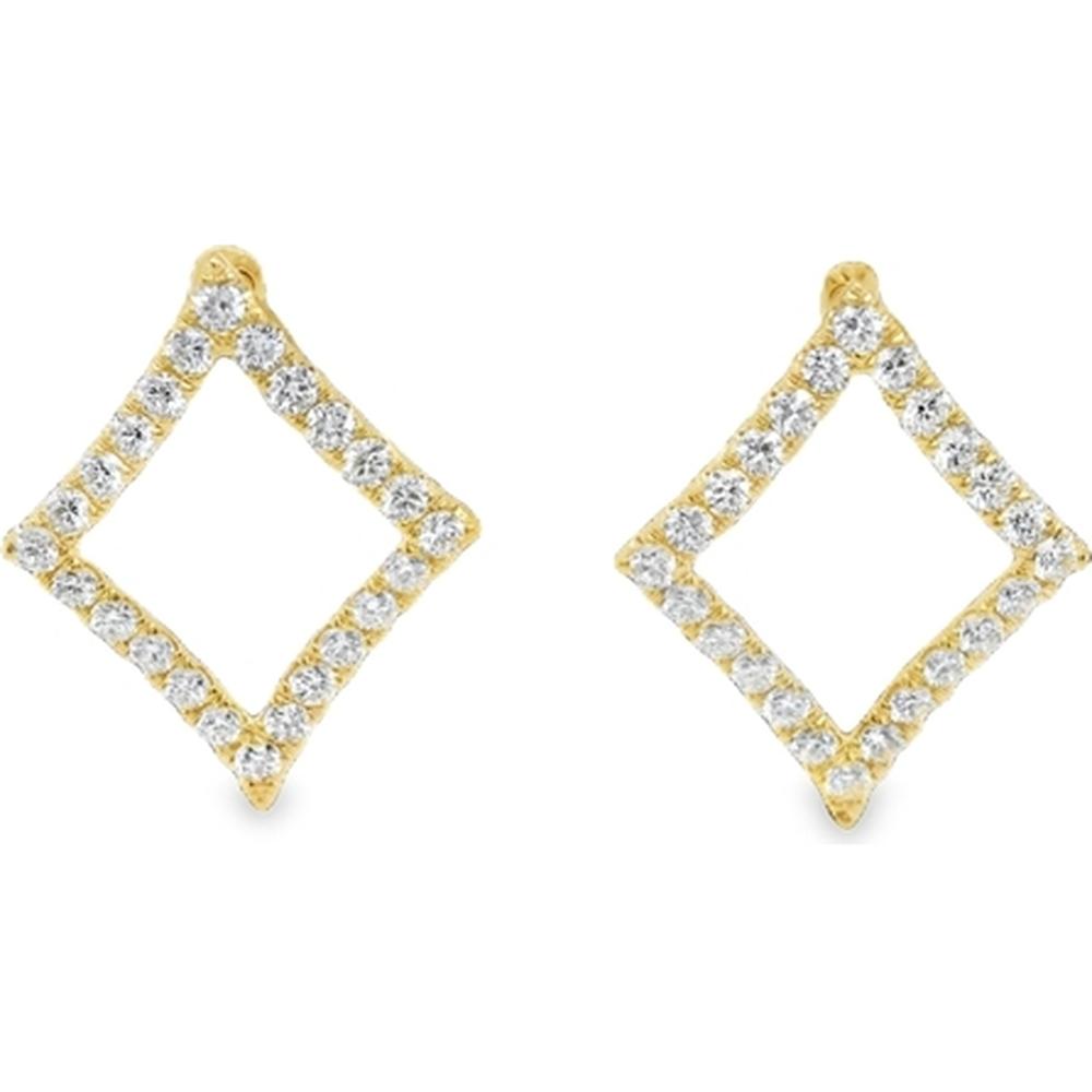 18K Yellow Gold Open Geometric Diamond Earrings with Round Diamonds by Afarin