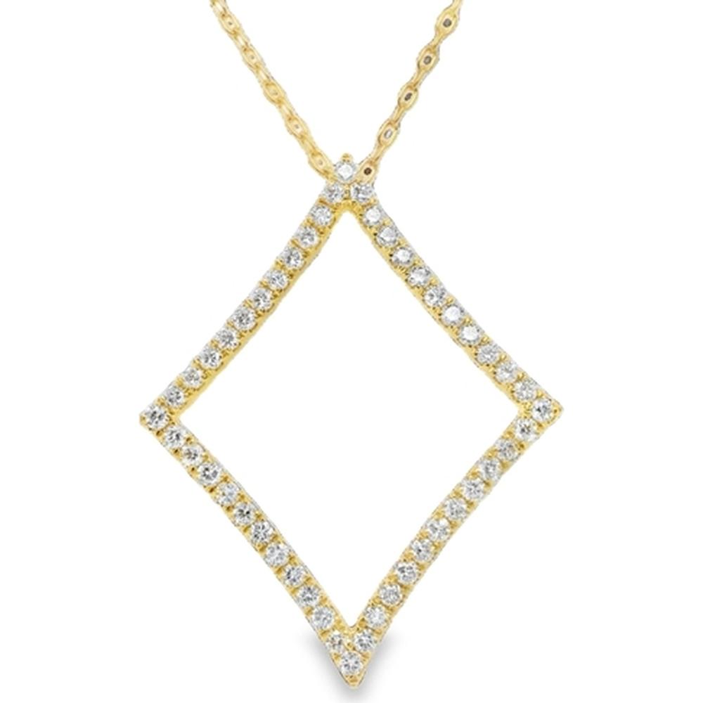 18K Yellow Gold Open Geometric Diamond Pendant Necklace by Afarin