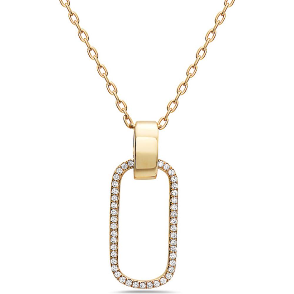 18K Yellow Gold Open Geometric Pendant Necklace with Diamond Accents by Afarin
