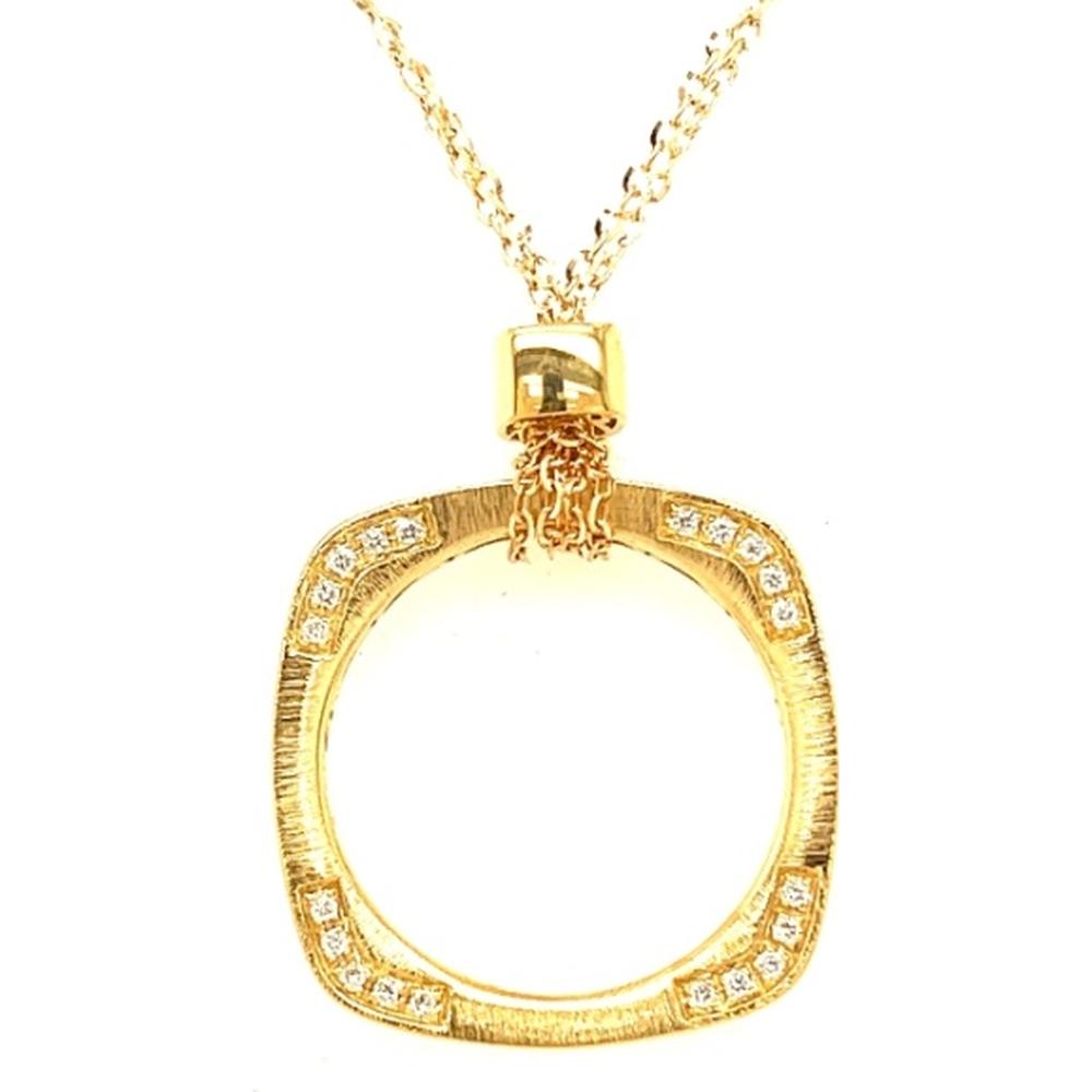 18K Yellow Gold Open Geometric Pendant Necklace with Diamond Accents by Afarin