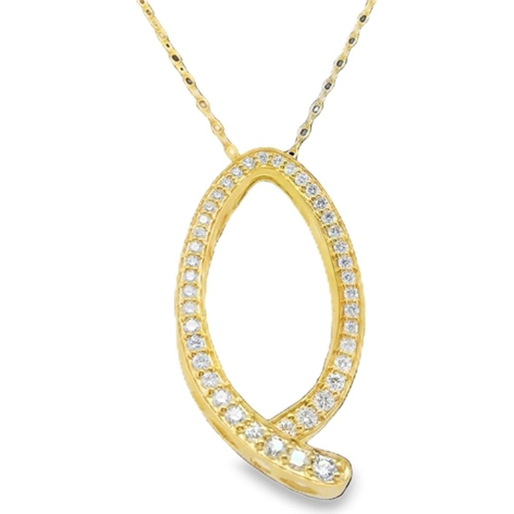 18K Yellow Gold Open Geometric Pendant Necklace with Round Diamonds by Afarin