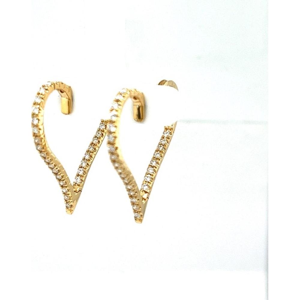 18K Yellow Gold Open Heart Earrings with Pavé Set Diamonds by Afarin