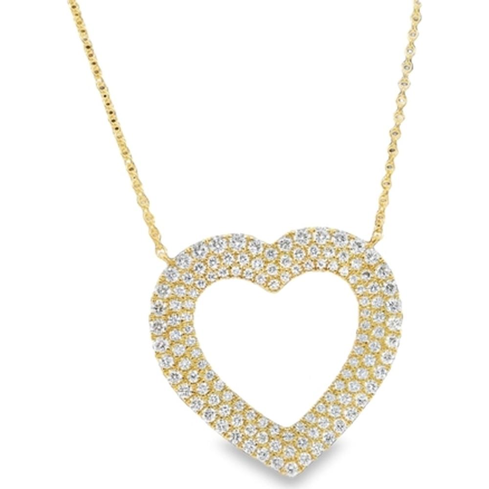 18K Yellow Gold Open Heart Necklace with Diamond Frame Pendant by Afarin