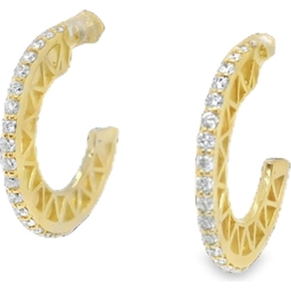 18K Yellow Gold Open Hoop Earrings with Front-Set Diamonds by Afarin