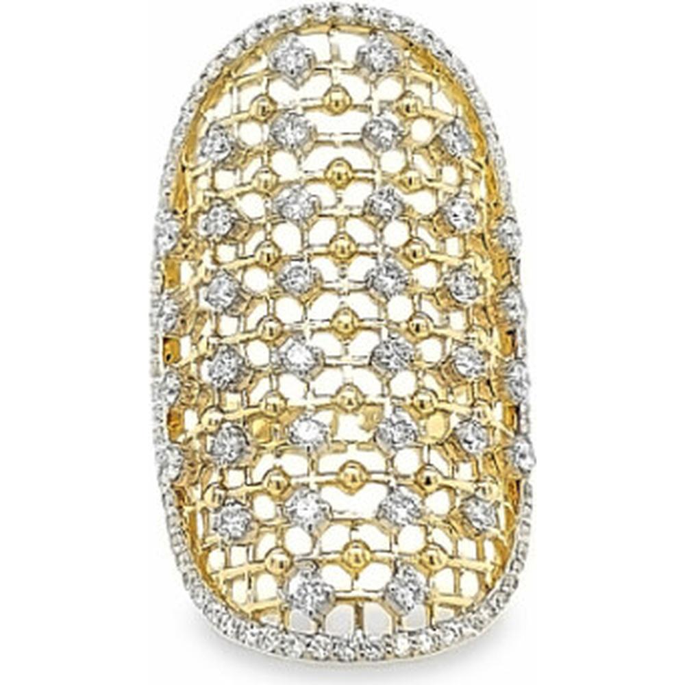 18K Yellow Gold Open Lattice Diamond Statement Ring by Afarin