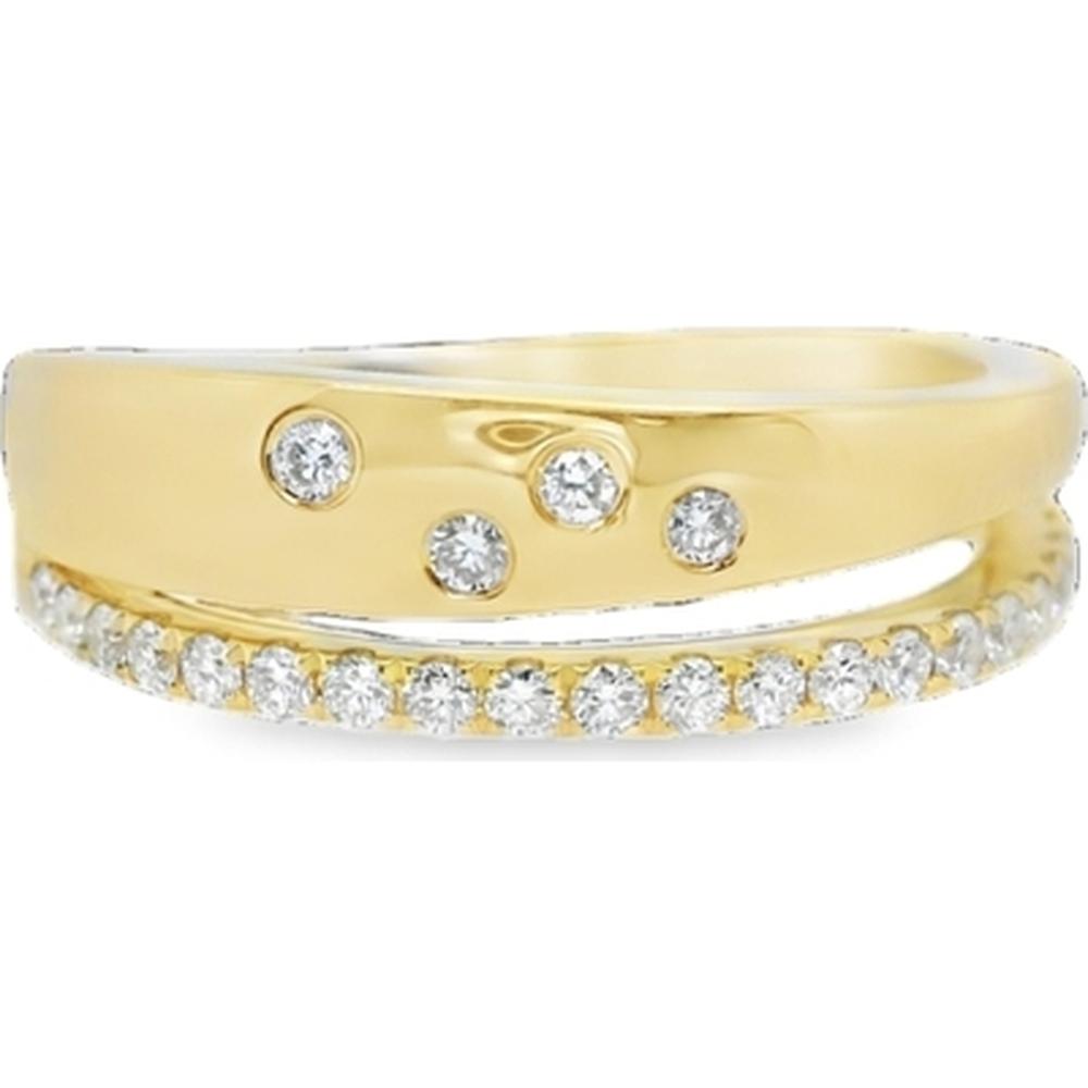 18K Yellow Gold Open Layered Diamond Ring with Round Diamonds by Afarin