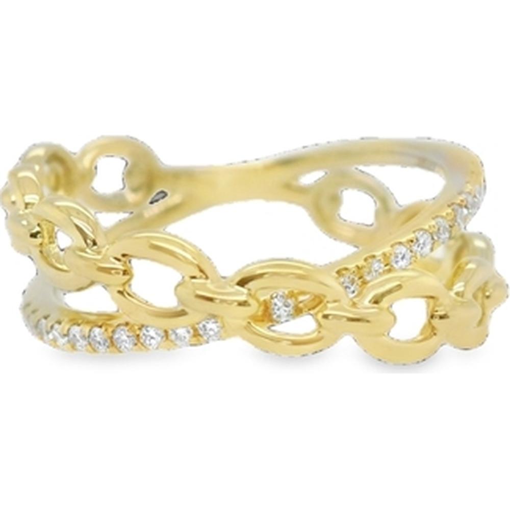 18K Yellow Gold Open Link Diamond Ring by Afarin