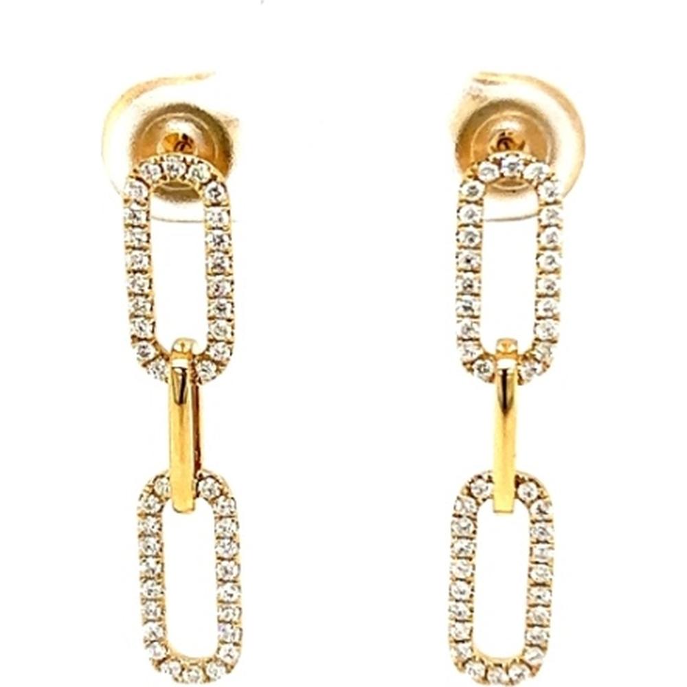 18K Yellow Gold Open Link Drop Earrings with Diamond Accents by Afarin