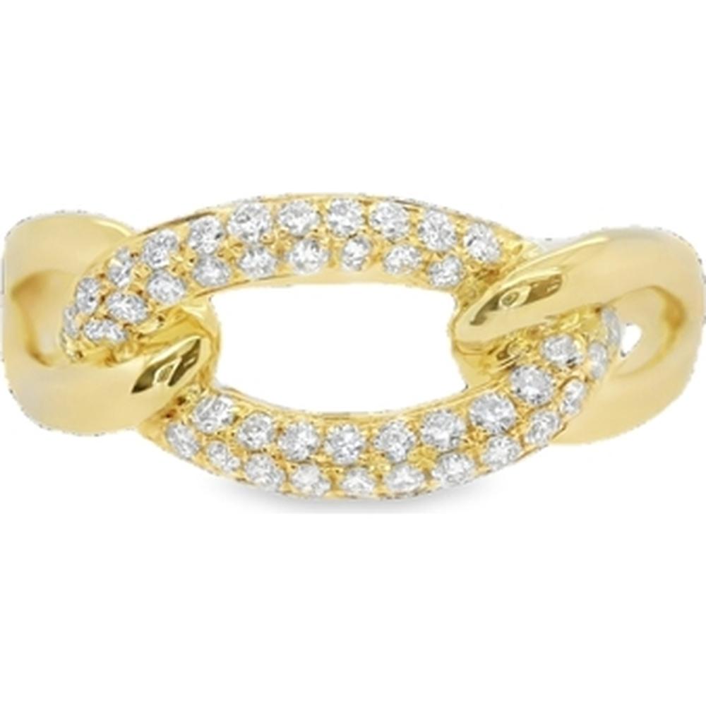 18K Yellow Gold Open Link Ring with Pavé Set Round Diamonds by Afarin