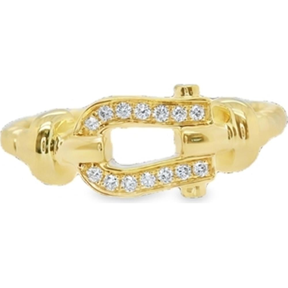 18K Yellow Gold Open-Link Ring with Round Diamond Accents by Afarin