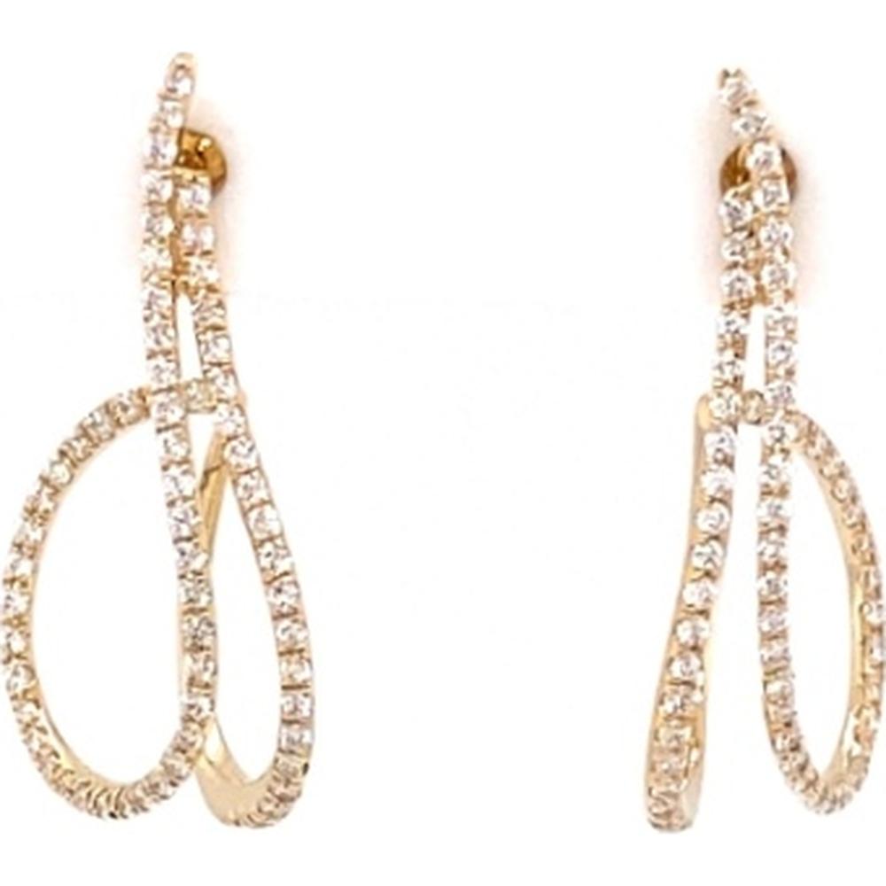 18K Yellow Gold Open Loop Drop Diamond Earrings by Afarin