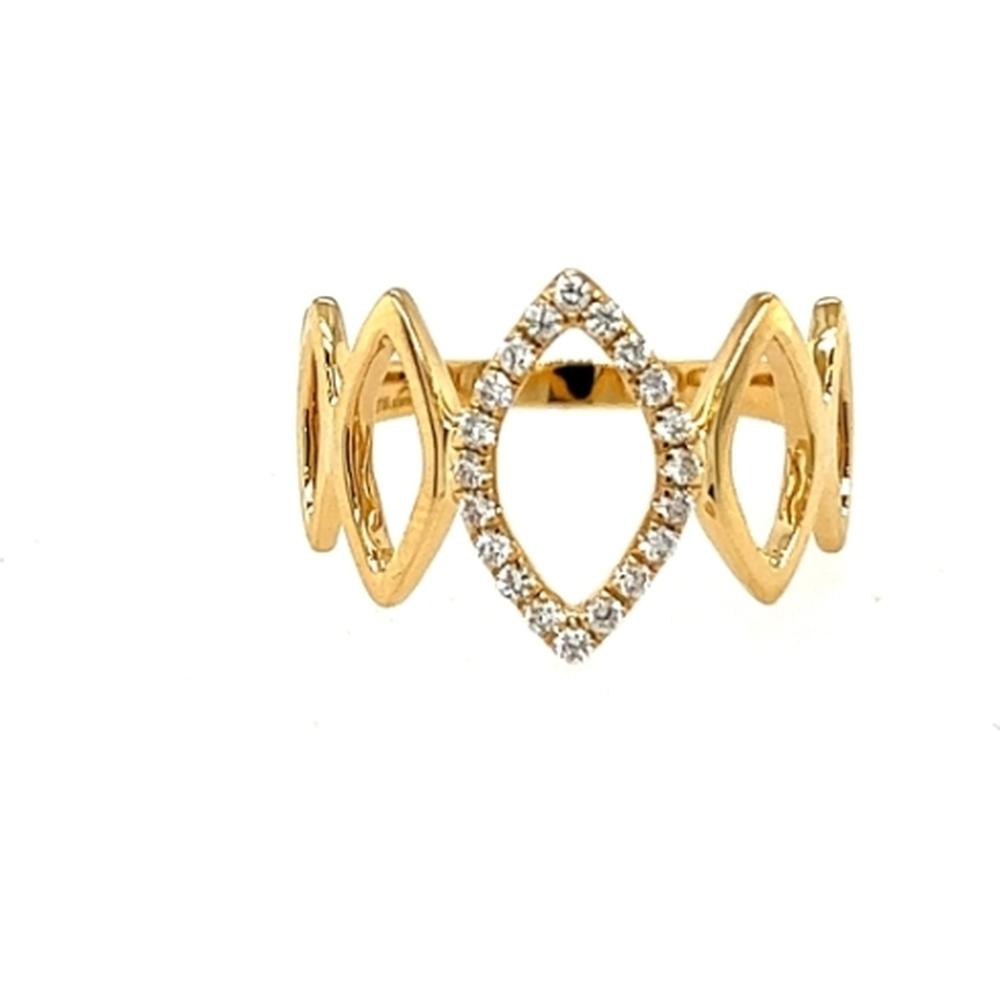 18K Yellow Gold Open Marquise Diamond Fashion Ring by Afarin