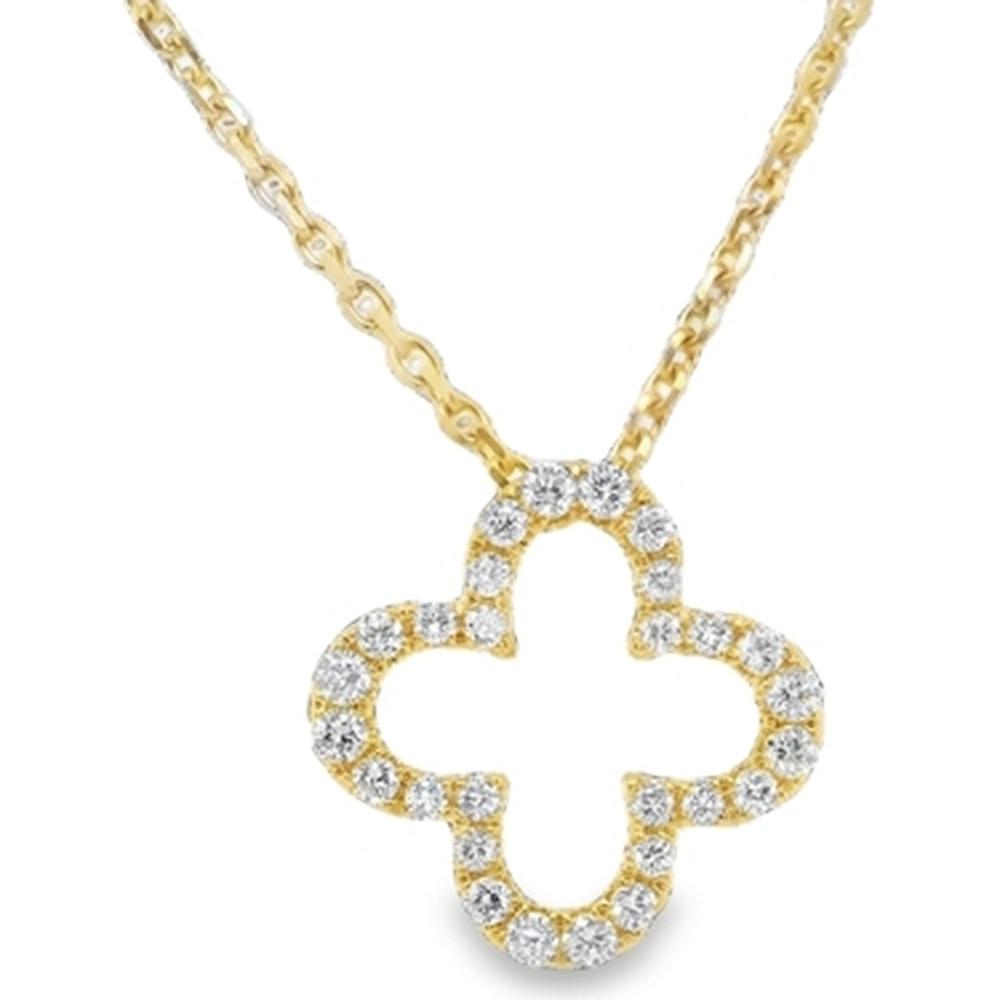 18K Yellow Gold Open Motif Pendant Necklace with Round Diamonds by Afarin