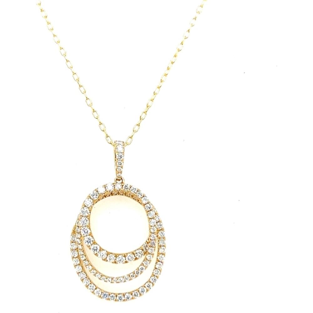 18K Yellow Gold Open Oval Diamond Pendant Necklace by Afarin
