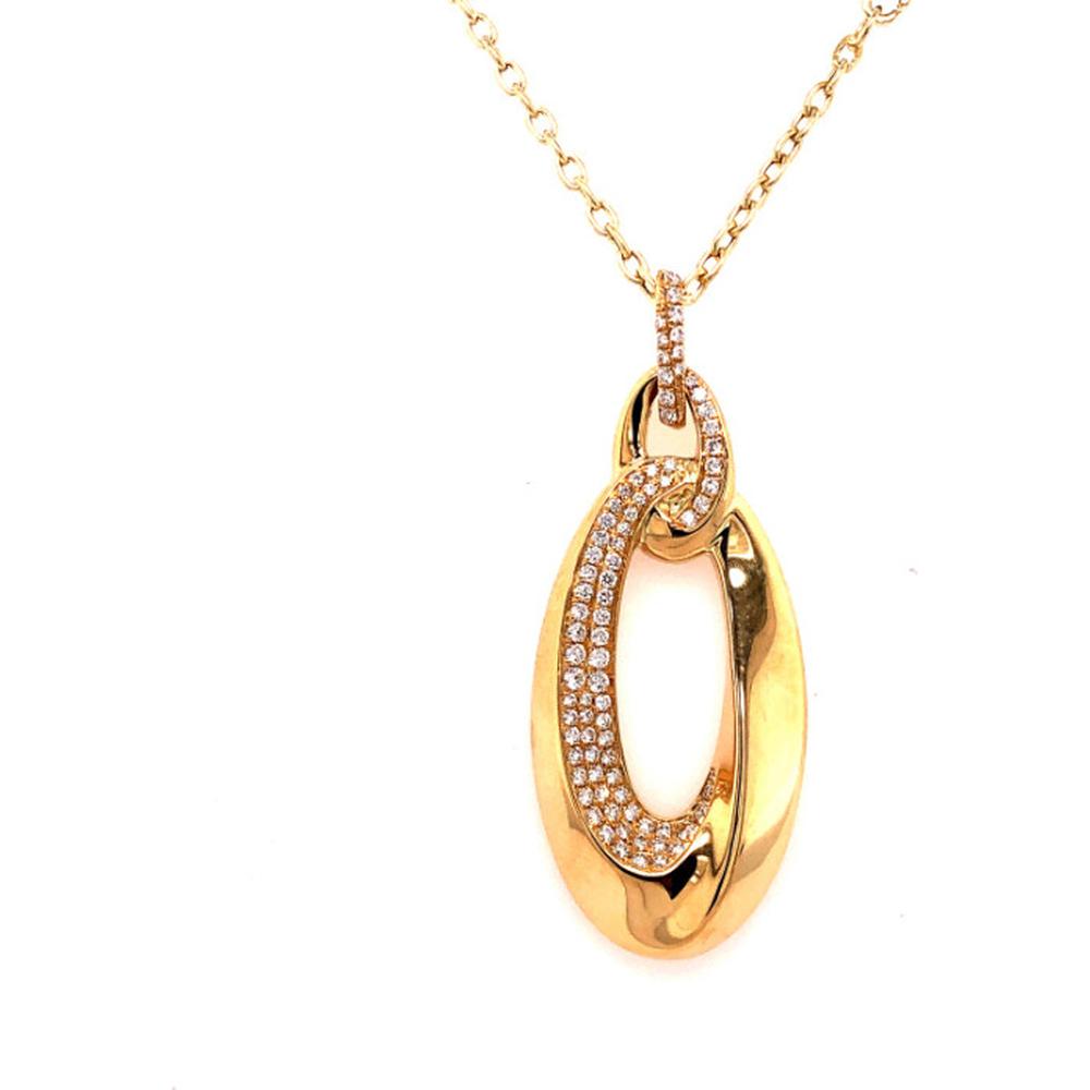 18K Yellow Gold Open Oval Diamond Pendant Necklace by Afarin