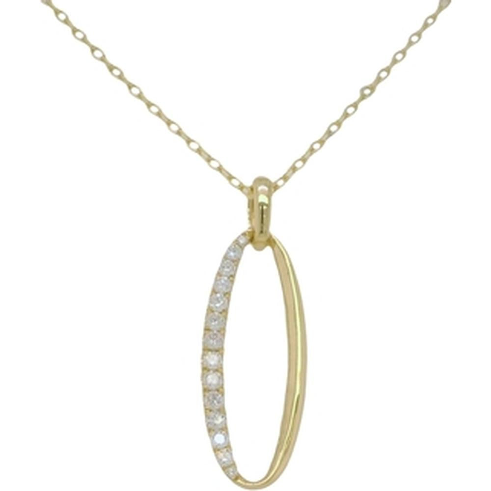 18K Yellow Gold Open Oval Diamond Pendant Necklace by Afarin