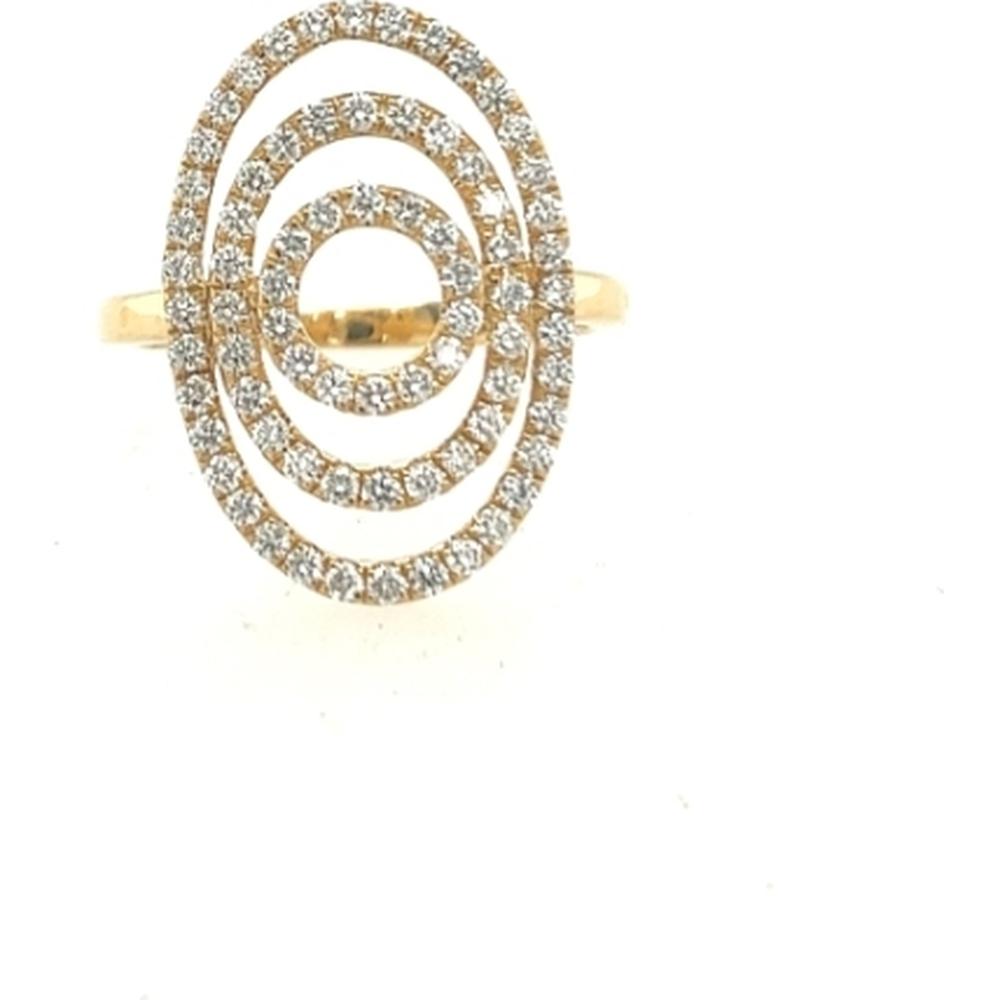 18K Yellow Gold Open Oval Diamond Ring by Afarin