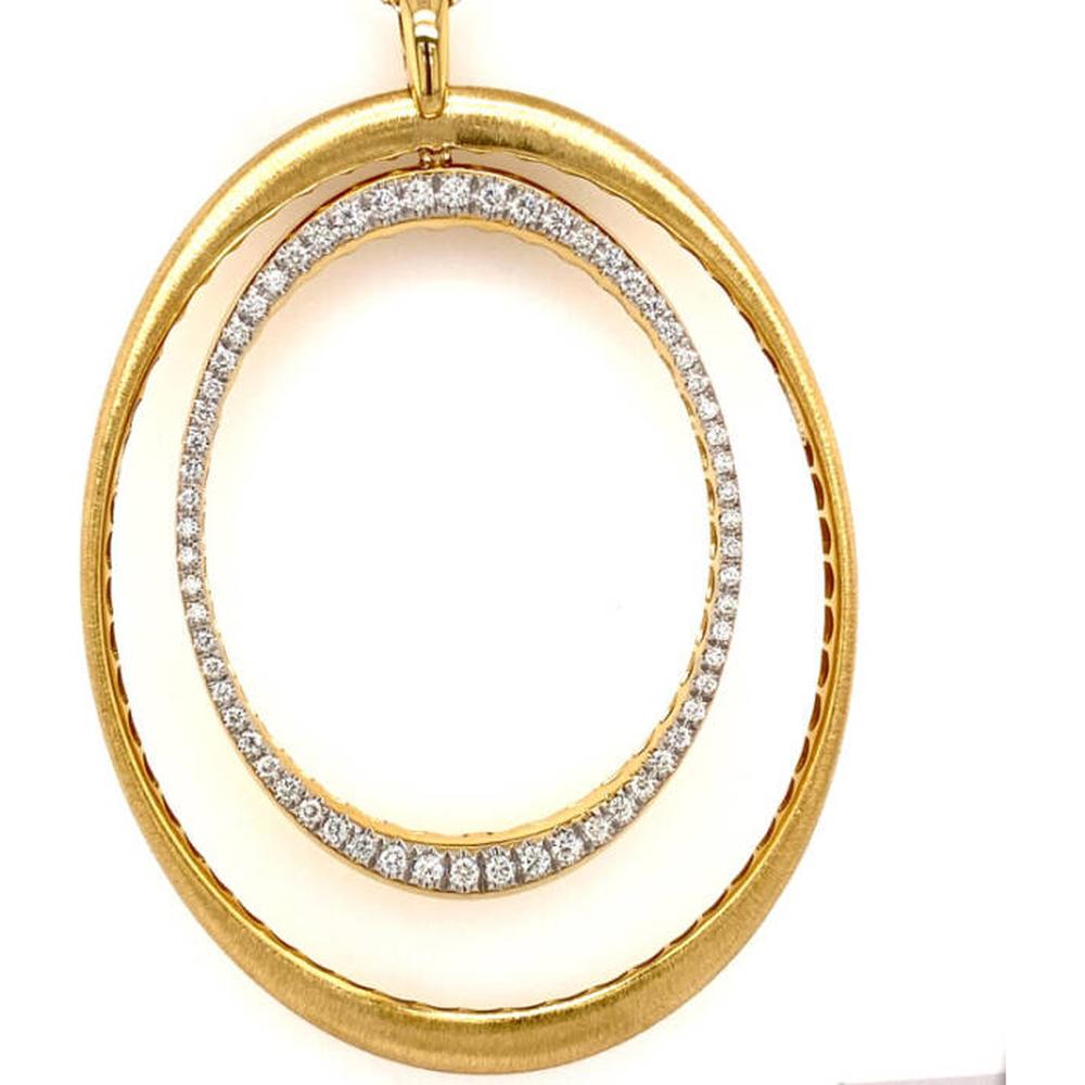 18K Yellow Gold Open Oval Pendant with Diamond Accent Center by Afarin