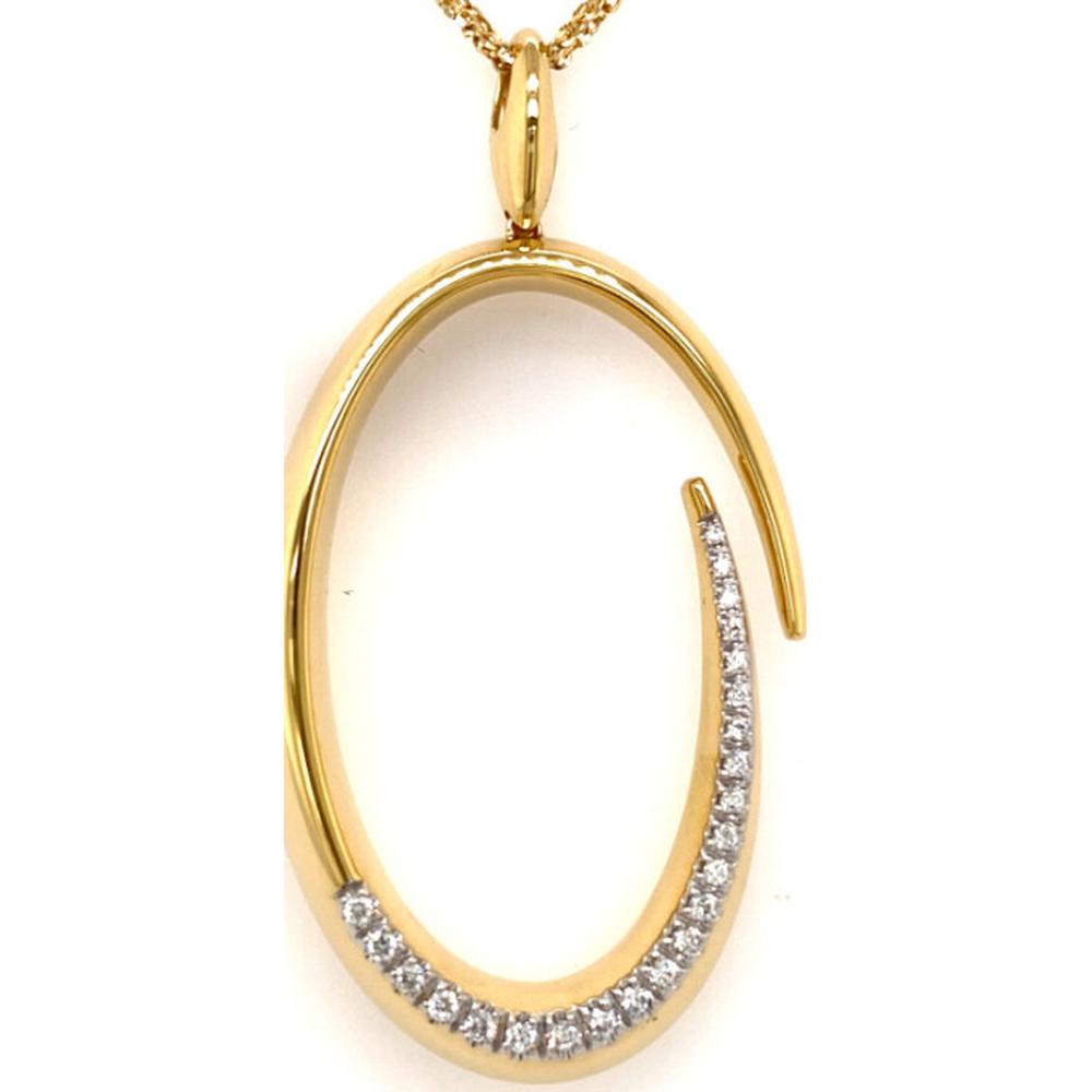 18K Yellow Gold Open Oval Pendant with Round Diamonds by Afarin