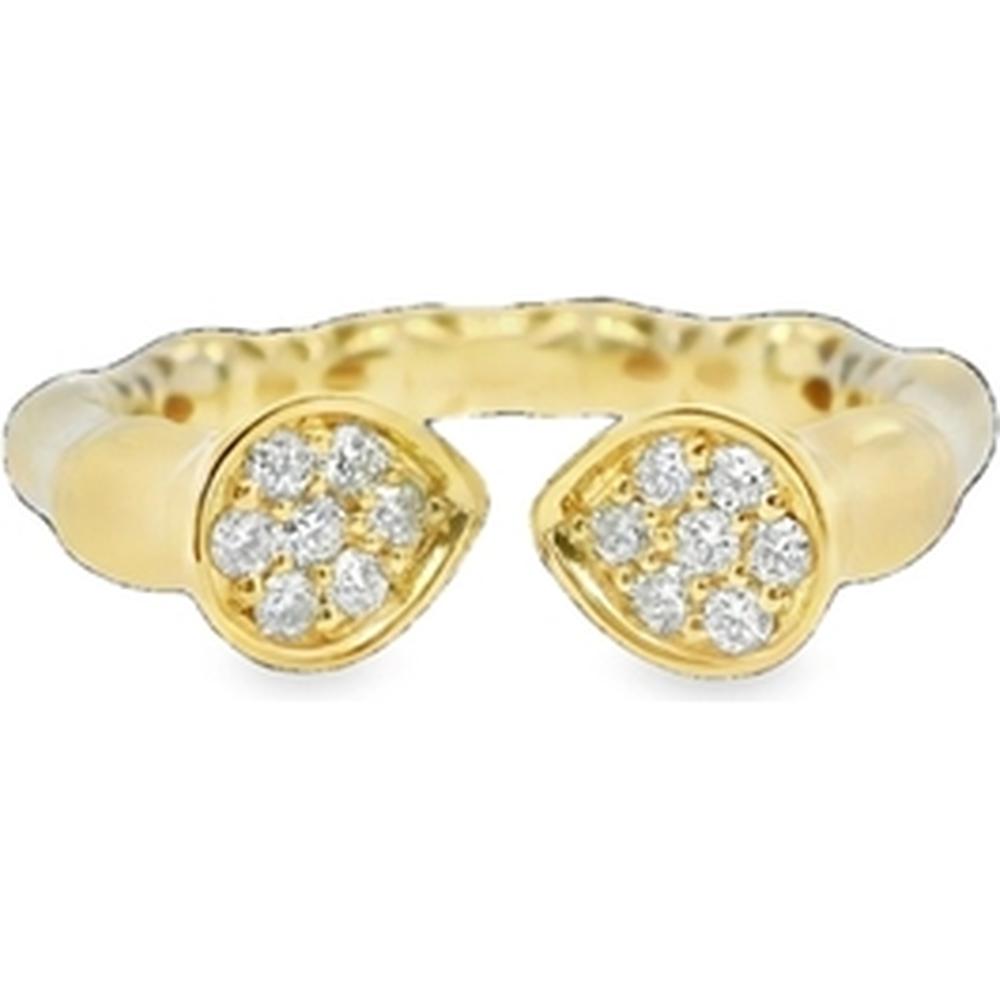 18K Yellow Gold Open Pear Motif Diamond Ring by Afarin