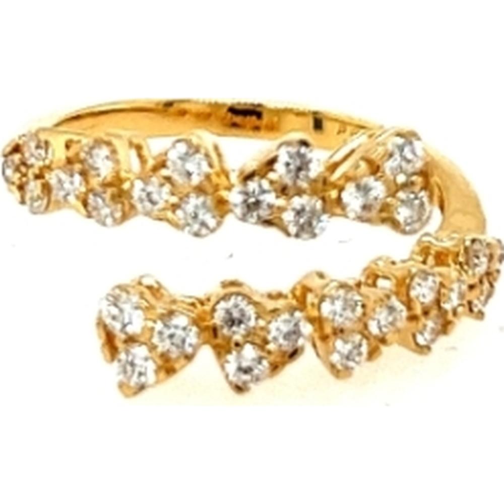 18K Yellow Gold Open Ring with Heart-Shaped Diamond Motifs by Afarin